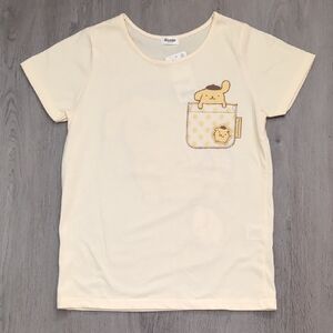 Sanrio Soft Butter Yellow Short Sleeve Tee with Pocket Design